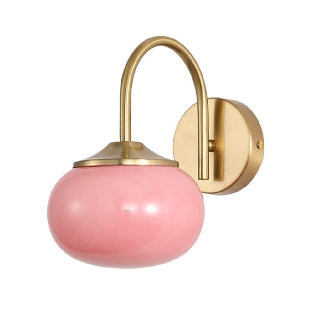 Applique da Parete Moderne per Interni in Vetro Rosa Lampada da Parete in Vetro Bianco Latte A Collo D'Oca Lampade da Comodino Vintage Dorate per Ragazze Camera da Letto Soggiorno Bagno Corridoio