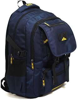 حقيبة ظهر رياضية مع جيوب متعددة، أزرق كحلي وأسود، مع أشرطة قابلة للتعديل