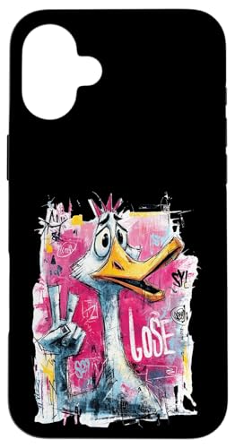 Funny Goose Peace �O���t�B�e�B �|�b�v �L�����N�^�[ �O���t�B�b�N �T�C�� �� �X�}�z�P�[�X iPhone 16 Plus �p
