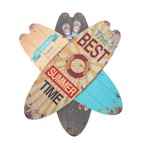 PRETYZOOM Letrero Colgante de Tabla de Surf de Madera 3 Piezas Decoración Náutica para Exteriores E Interiores Temática Playa Verano Tropical Fiestas Cumpleaños