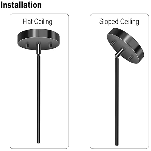 Image of 10 Pieces 12-inch M10 Threaded Extension Poles Lighting Fixture Downrods Stems & 180 Degrees Sloped Ceiling Adapter Kits for Pendant Light, Island Lighting, Chandeliers (Black)