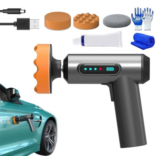 Polisseuse portative for voiture, kit de réparation de rayures, polisseuse sans fil double action,kit de polissage et de cirage sans fil,batterie rechargeable 2000 mAh,vitesse de rotation 20000 tr/min