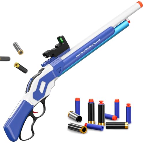 Ouzhimanxing Shell Ejecting Toy Gun (27-Inch),Soft Bullets Toy Shotgun Gun, Lever-Action Design, Perfect As a Birthday-Holiday for 8-12 Year Olds (Blue)