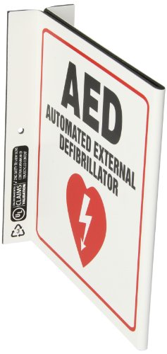 Zing 2563 Eco seguridad L SIGN, AED, 7hx2.5wx7d, plástico reciclado Cover