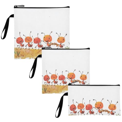 Ants Carrying Food in A Line 3 pack Reusable Snack Bags and Sandwich Bags Multi-Use Travel Bag for Picnic Work Travel Office