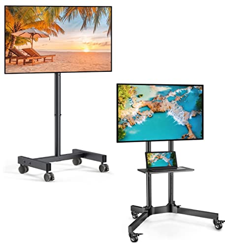 Perlegear Mobile Tv Cart, Rolling Tv Stand For 13In-42In Tvs With 30° Tilt Universal Tv Cart For Tvs Height Adjustable Floor Tv Stand Holds 44Lbs Portable Monitor Stand Max Vesa 200X200Mm #TOP15