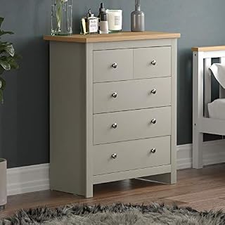 Vida Designs Arlington 3+2 Chest of Drawers Cabinet Storage Modern Bedroom Furniture (Grey)