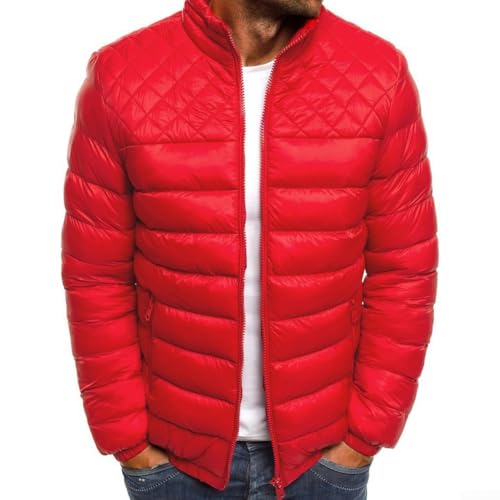 Zilimontt Mens Winter Lightweight Puffer Jacket,Men's Packable Puffer Jacket Insulated Lightweight Puffy Coat Warm Portable Padded Water Resistant Jacket For Travelling(L Red)
