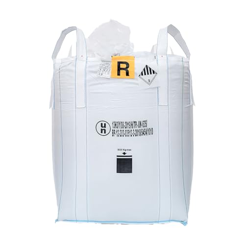 IMBALLAGGI 2000-1 Sacco Big Bag Omologato R, 1000 kg 90x90x120 cm, Sacco Polipropilene per Trasporto e Smaltimento Rifiuti Speciali e Calcinacci, Chiusura a Caramella (Rifiuti Speciali R, 1 sacco)