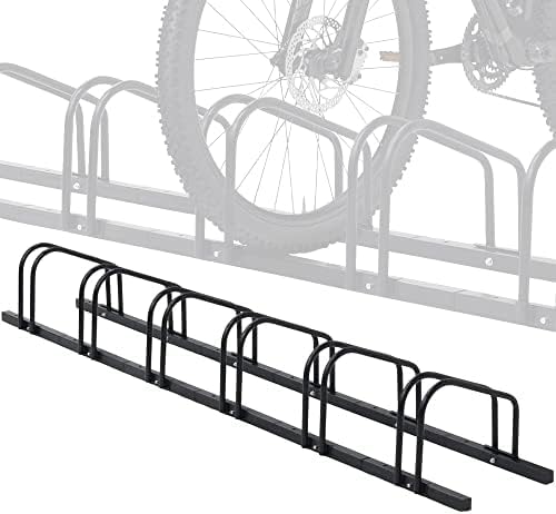 Bike Floor Parking Rack Stand for 4&6 Bikes, Parking Holder for Garage and Home, Adjustable Steel Bicycle Storage Organizer Stand for Indoor and Outdoor (Black-6 parking spaces)