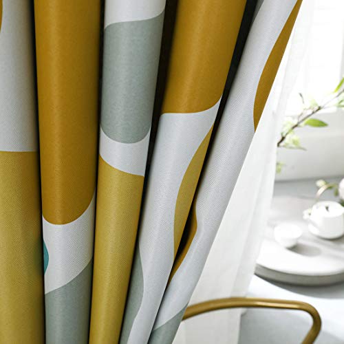 Jaijy Colorful Cobble Stone Pattern Blackout Grommet Top Farmhouse Window Curtain Darkening Blocking Thermal Insulated Kitchen Dinning Room Drape, 1 Panel, 39" X 78", Khaki #TOP2
