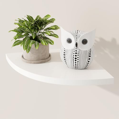 Fun Memories Corner Shelf Wall Mount, Solid Oak Wood, White, 8.5in, 1 Pack