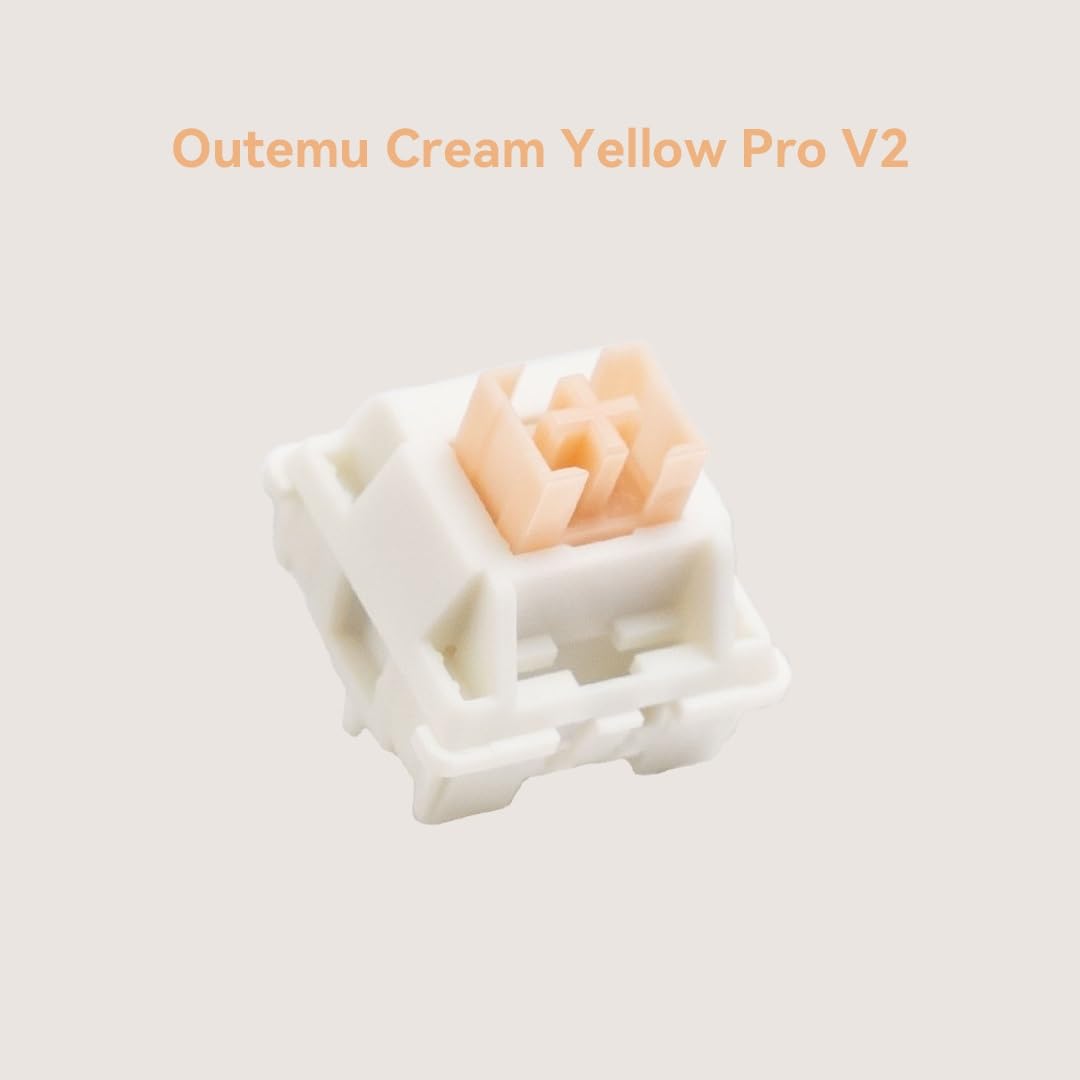 Outemu, interruttore tattile silenzioso a 5 pin, giallo crema Pro V2, interruttore tattile silenzioso pre-lubrificato per tastiera meccanica personalizzata (70 pezzi)