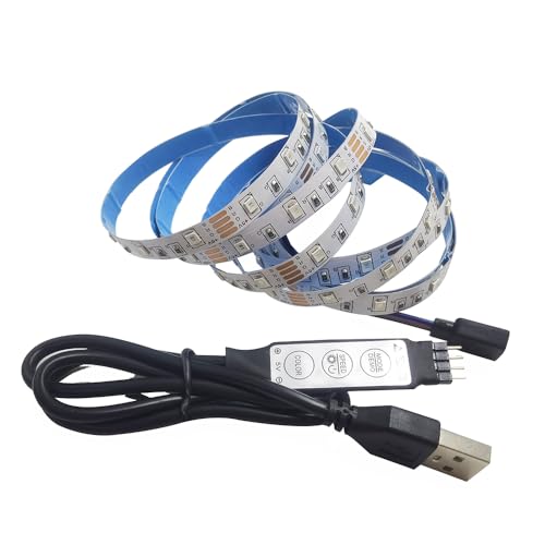 Vrabocry 16.4ft 5V USB RGB LED Strip Light USB Powered 5m 300LEDs Flexible SMD 2835 with Controller Dimmable 19 Dynamic Modes 20 Static Colors No-Waterproof IP20 LED Tape Lights