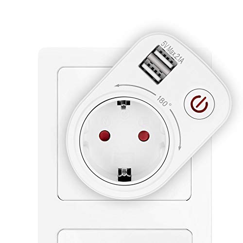 Zwischenstecker mit Schalter und USB Ladegerät für Steckdosen