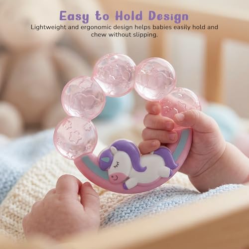 Image of Baybee Soft Silicone Teether for Baby | BPA Free Food Grade Teething Toys for Babies | Easy Grip Unicorn Nipple Teethers for Newborn | Chew & Textured Gum Teethers for 6 to 12 Months Baby(Pink)
