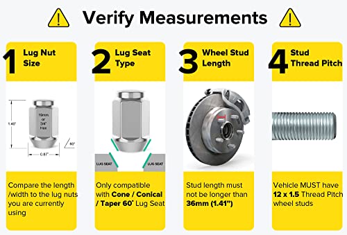 20Pcs Silver Chrome Bulge M12X1.5 Lug Nuts - 1.4 Inch Length, Conical Cone Taper Acorn Seat, Closed End (Uses 19Mm Or 3/4 Inch Socket) - Compatible With Many Chevy Buick Chrysler Dodge Gmc Pontiac #TOP1