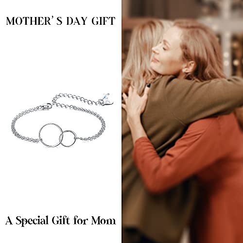 EVER FAITH 925 Sterling Silver Jewelry Gift Two Interlocking Infinity Double Circles Sister Mother Daughter friendship Bracelet3