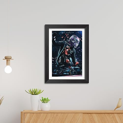 Image of TenorArts Lewis Hamilton Poster F1 Driver Posters Formula One Photo Frame Painting with Matt Finish Dark Texture (12 inches x 9inches)