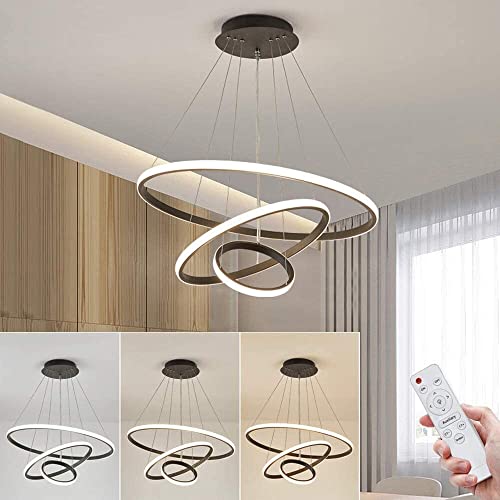 Lustre moderne dimmable à hauteur ajustable 3 bagues pour salon