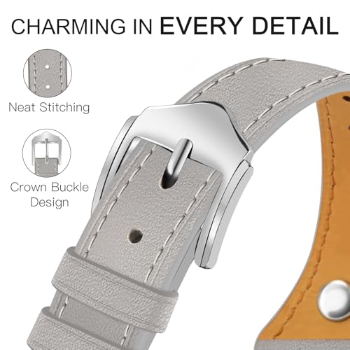 Image of JR.DM Slim Leather Bands Compatible with Apple Watch Band 38mm 40mm 41mm 42mm 44mm 45mm 46mm 49mm, Genuine Leather Band with Charms, Feminine Design for Iwatch Ultra SE Series 11 10 9 8 7 6 5 4 3 2 1