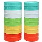 Mason Jar Plastic Lids for Regular Mouth and Wide Mouth for Storage Colored 20 Pack