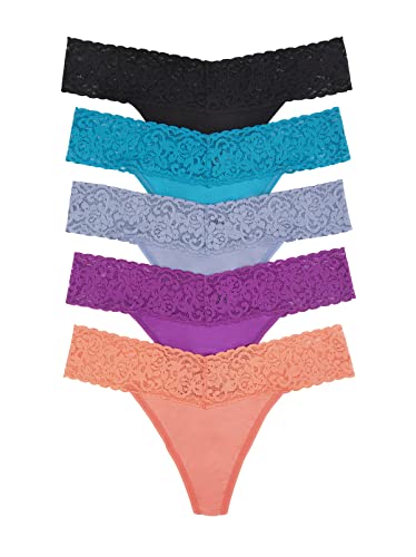 Felina Super Stretchy Lace Top Low Rise Thong | 5-Pack