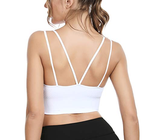 Sykooria 1-3 Pack Padded Sports Bra for Women Workout Tops Strappy Crisscross Open Back for Yoga Running Athletic Gym