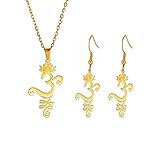 🌼Lotus Om Halskette Ohrringe - Aum ist ein heiliger Klang und ein spirituelles Symbol in der Hindu-Religion.Om verkörpert auf mystische Weise die Essenz des gesamten Universums. In der ägyptischen Mythologie gilt der Lotos als Zeichen der Wiedergeburt, während er im Buddhismus mit Reinheit, spirituellem Erwachen und Treue in Verbindung gebracht wird