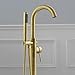 WOODBRIDGE F0007 BG Freestanding Tub Filler Bathtub Floor Mount Brass Bathroom Faucets with Hand Shower, F-0007 Golden, Brushed Gold