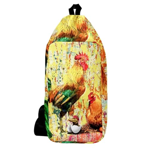 Sac à dos à bandoulière motif poule et coq pour homme et femme