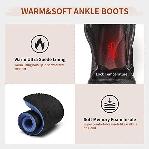 Verdasco Waterproof Boots For Women Fashion Spring Non Slip Boots Ankle Booties Leather Round Toe Lug Sole Boots Size 8.5 #TOP3