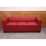 Mendler 3er Sofa Couch Loungesofa Lille - Leder, rot
