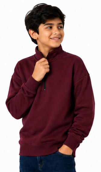 Image of T2F Boys Cotton High Neck Oversized Fit DropShoulder Sweatshirt