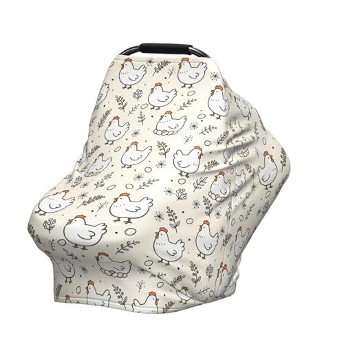 Image of Chicken Hen Egg Baby Stuff Car Seat Cover for Baby,Mom Nursing Breastfeeding Covers,Multi-Use Car Seat Canopy Carrier Cover,Stroller Cover Newborn Shower Gift for Boys Girls