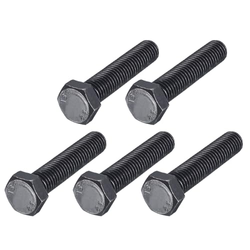 Image of METALLIXITY Hex Bolts (M12-1.75x60mm) 5Pcs, 8.8 Grade Carbon Steel Fully Threaded Black Oxide, Coarse Thread UNC Hex Head Screw Bolt - for Furniture Repair
