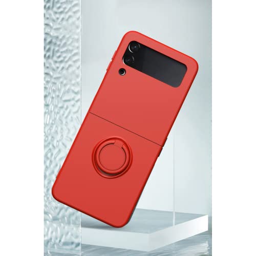 Capa de telefone de silicone líquido de luxo para Samsung Galaxy Z Flip3 5G Suporte magnético de ded