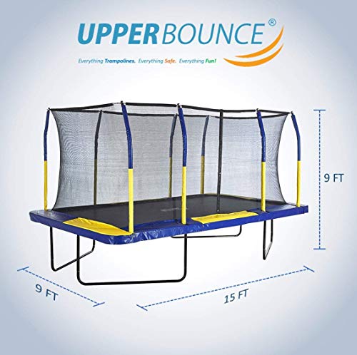 Image of Upper Bounce Rectangle Trampoline Set with Top-Ring Enclosure Net, Outdoor Backyard Recreational, Gymnastics Activity for Kids and Adults, High Weight Capacity 500 lbs
