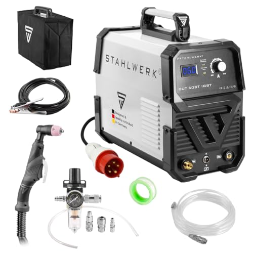 STAHLWERK cortador de plasma CUT 60 ST IGBT de 60 Amperio, rendimiento de corte hasta 24mm, adecuado para chapas pintadas y oxidadas, 7 años de garantía
