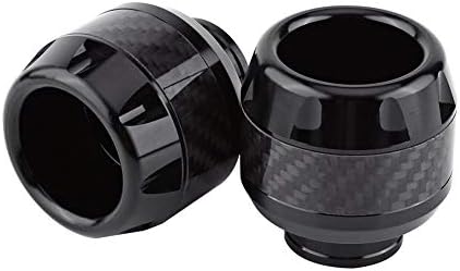 Front Fork Frame Sliders, Pair of Carbon Fiber Motorcycle Front Fork Frame Sliders Wheel Crash Motorbike Falling Scooter Moped(Black)