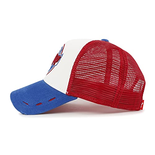 Ililily Premium Road Trip Vintage Distressed Snapback Trucker Hat Baseball Cap (As1, Alpha, M, Blue-Ring) #TOP2