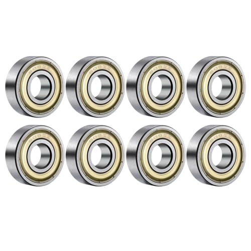 EYVRPAU 8 Pezzi Cuscinetti a Sfera, doppia protezionepiccoli cuscinetti a sfera doppia schermato,per Pattini a rotelle longboard, per Skateboard, Scooter, Pattini in Linea (608ZZ)