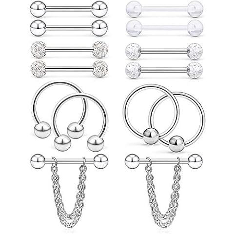LAURITAMI 14G Surgical Steel Nipple Rings Cover