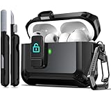 Picture of R-fun for AirPods Pro 3 Case (2025) Cover with Cleaning Kit, Military-Grade Heavy-Duty Drop-Resistant with Auto Pop-Up Lid for AirPods Pro 3rd Generation 2025 USB-C Charging Case, Black