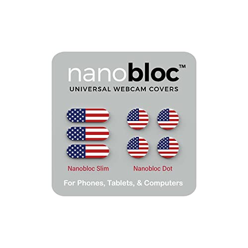 Eyebloc Nanobloc Universal Webcam Covers - Privacy Protection Accessory, No Residue Application, Safe Screen Closure - Dots and Bars, 7 Pieces - US Flag