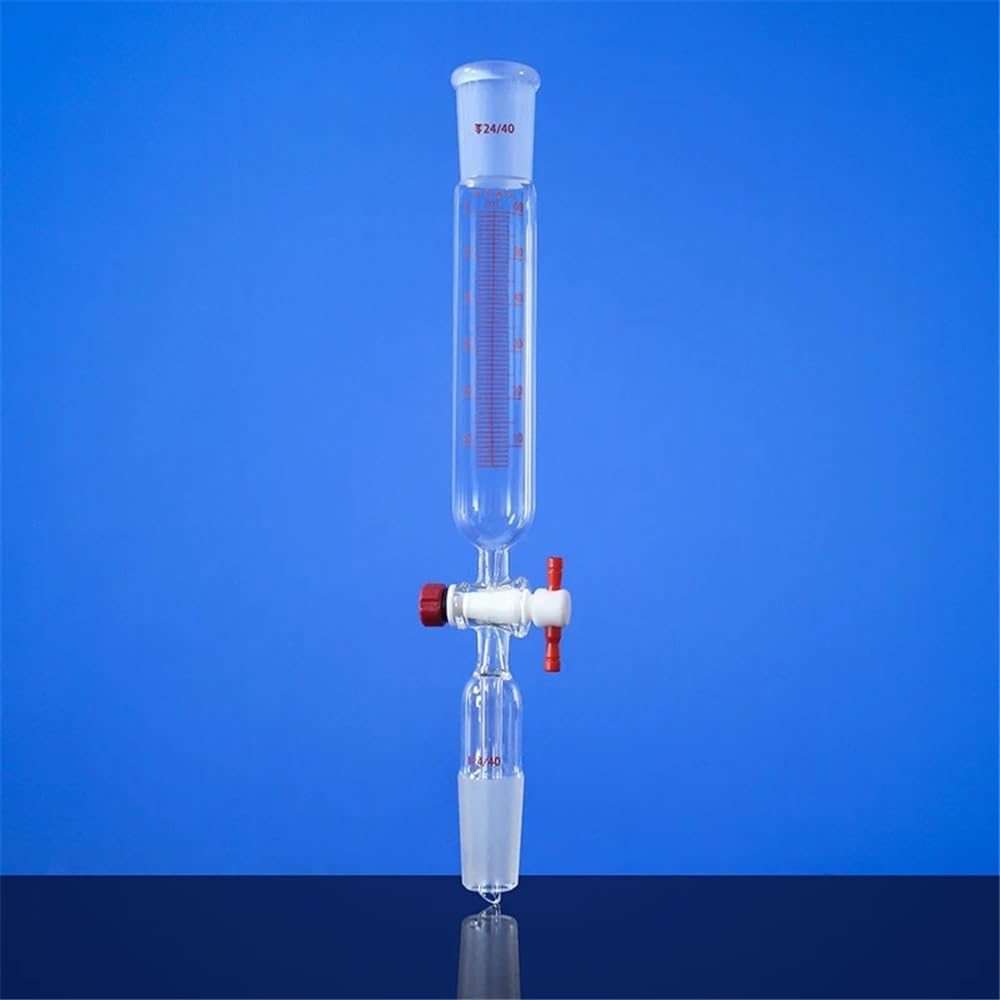 Attrezzature e forniture di laboratorio Imbuto antigoccia cilindrico con valvola graduata e PTFE in vetro borosilicato LH-471