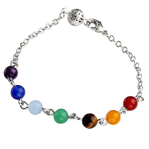 JOVIVI® 7 Chakra Stone Bracelet Crystal Reiki Healing Balancing- Pack of 2pc