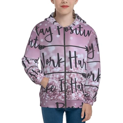 Staying Positive Kids Pullover Hoodies Boys Zip Up Sweatshirts Girls Athletic Clothes with Pocket3