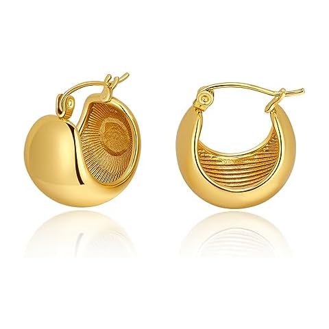 BLISI 14K Gold Plated Chunky Gold Hoop Earrings for Women C Shaped Hollow Hemisphere Open Earrings Hypoallergenic Earrings for Women Trendy Cover