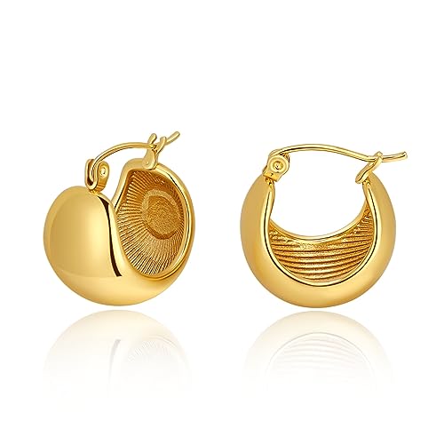BLISI Chunky Gold Hoop Earrings for Women Trendy, Lightweight Gold Dangle Waterdrop Star Small Open Star Hoops with 14K Gold Plated, Nickel Free Tube Earrings for Women Hypoallergenic Non Ta